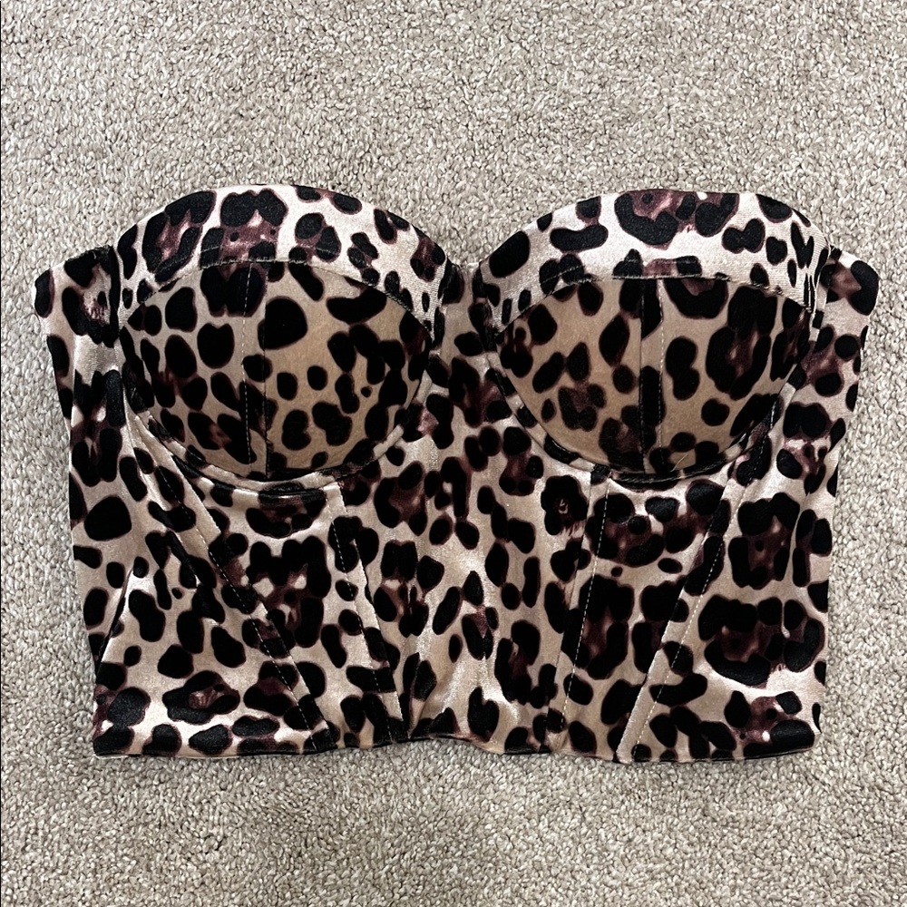 Superdown Leopard Velvet Corset Top - sz S
